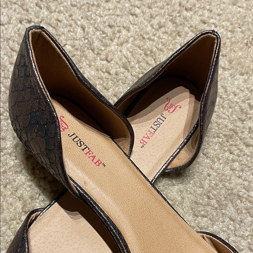 JustFab Black Textured Flats - Picture 3 of 5